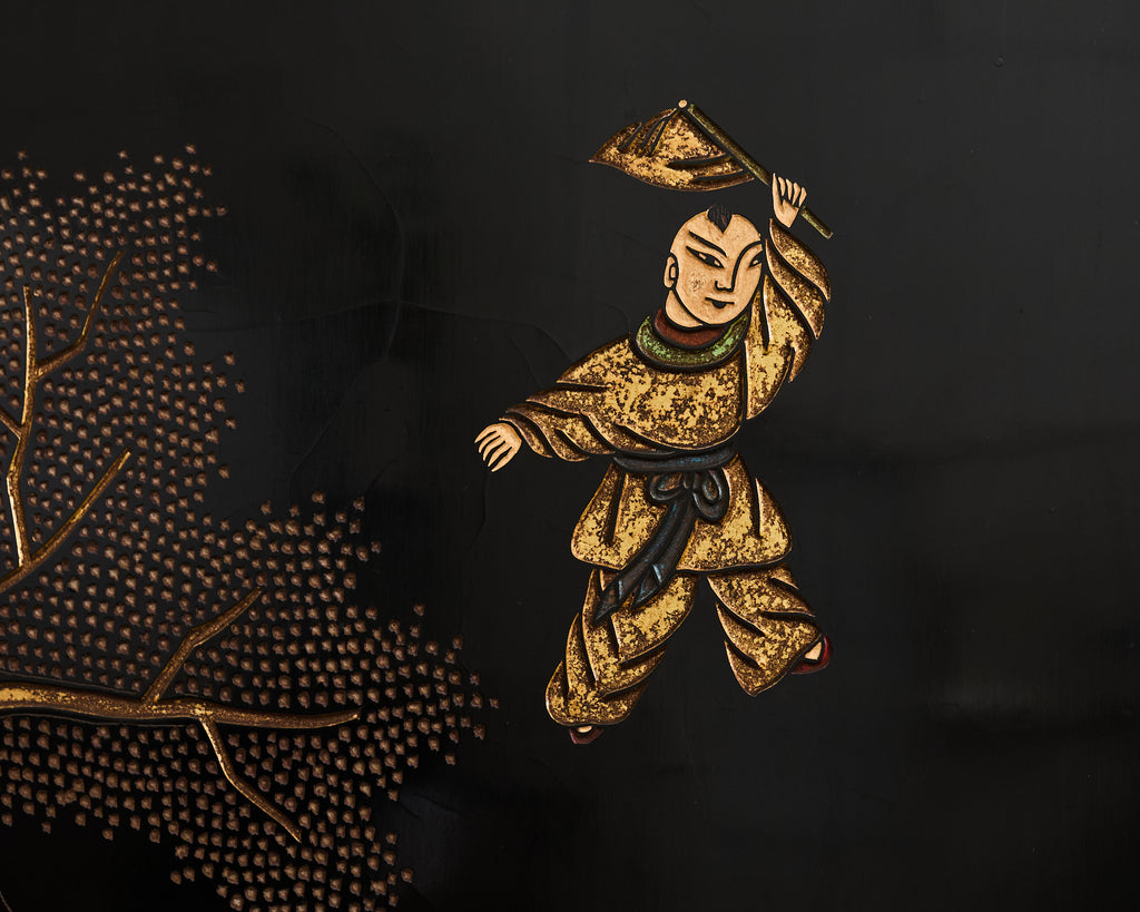 Grand Chinese Export Eight Panel Lacquered Coromandel Screen