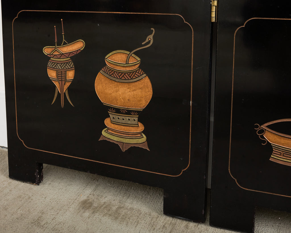 Grand Chinese Export Eight Panel Lacquered Coromandel Screen