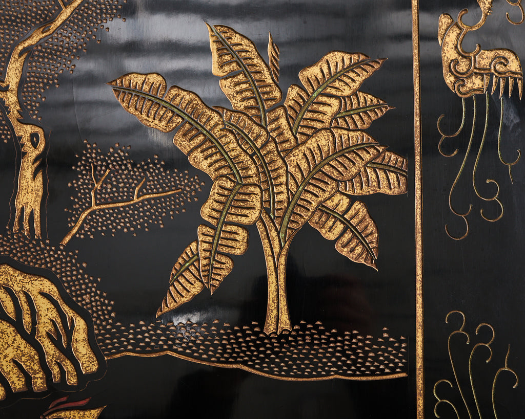 Grand Chinese Export Eight Panel Lacquered Coromandel Screen