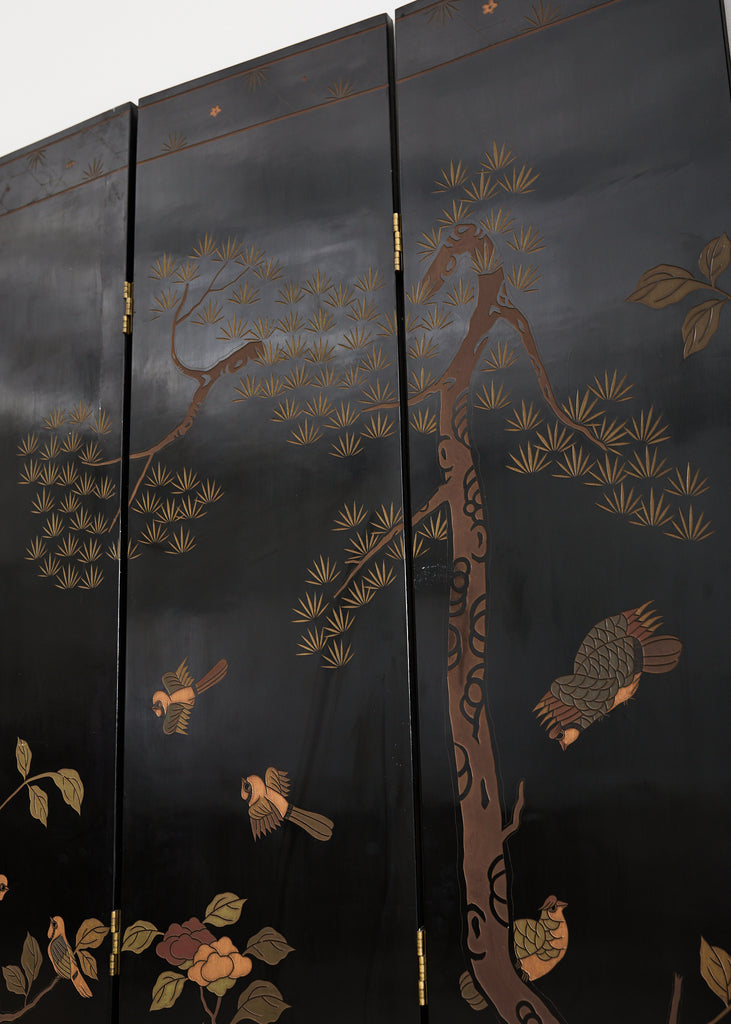 Grand Chinese Export Eight Panel Lacquered Coromandel Screen