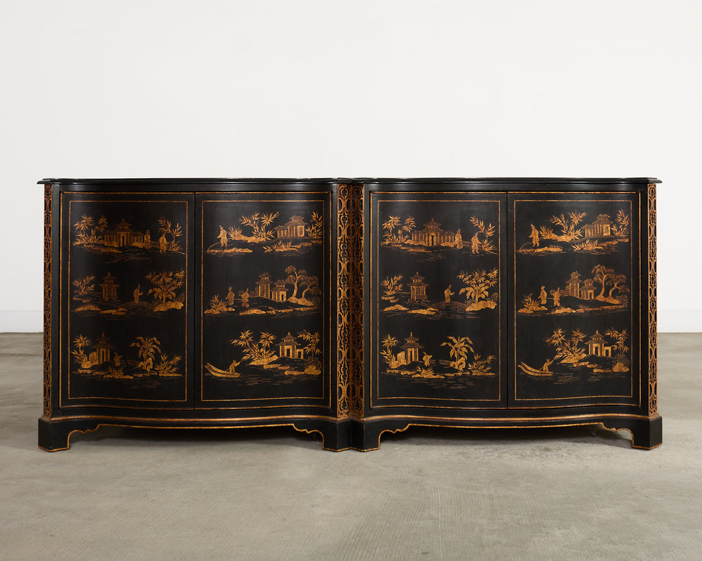 Nancy Corzine Chinoiserie Marble Top Sideboard Dresser Server