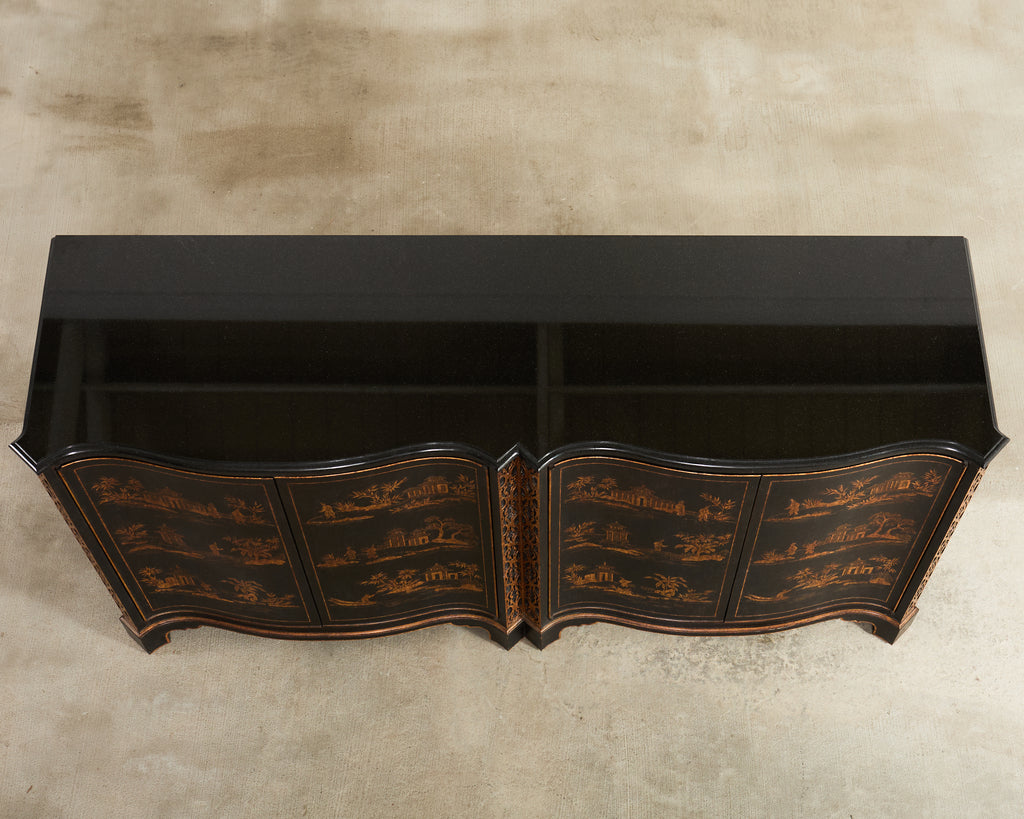 Nancy Corzine Chinoiserie Marble Top Sideboard Dresser Server
