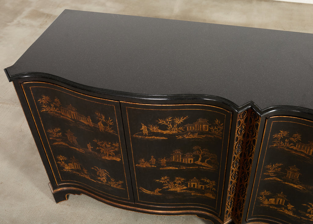 Nancy Corzine Chinoiserie Marble Top Sideboard Dresser Server