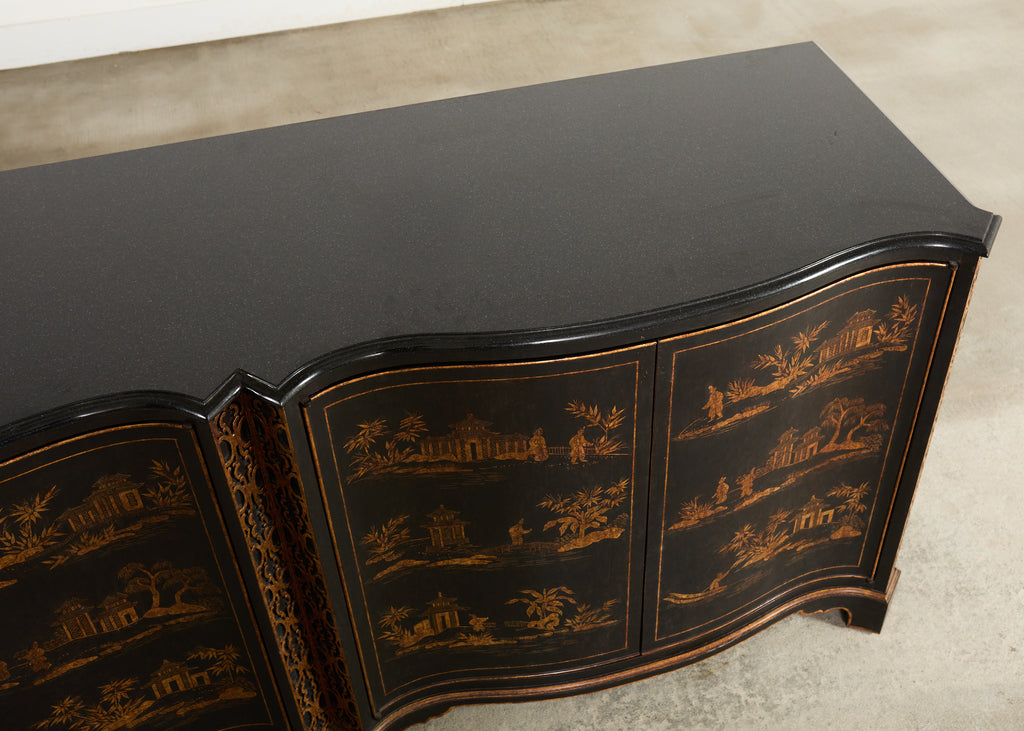 Nancy Corzine Chinoiserie Marble Top Sideboard Dresser Server