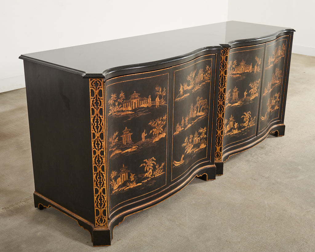 Nancy Corzine Chinoiserie Marble Top Sideboard Dresser Server