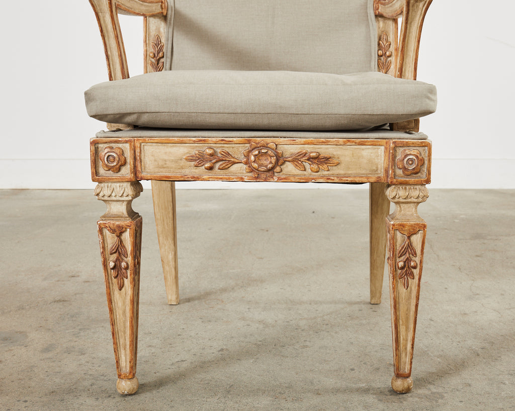 Hendrix Allardyce Neoclassical Venetian Style Painted Library Chair
