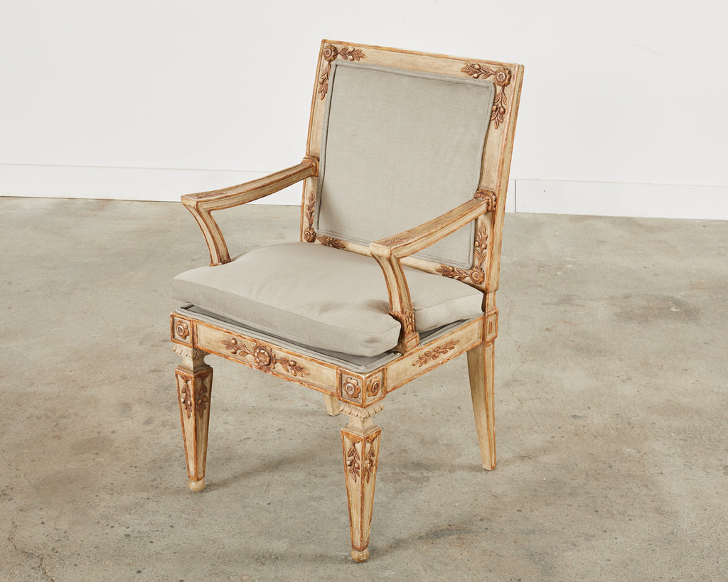 Hendrix Allardyce Neoclassical Venetian Style Painted Library Chair