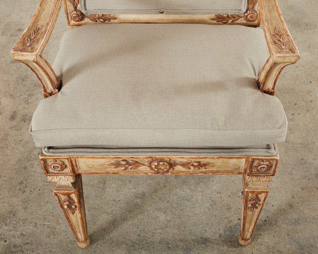Hendrix Allardyce Neoclassical Venetian Style Painted Library Chair