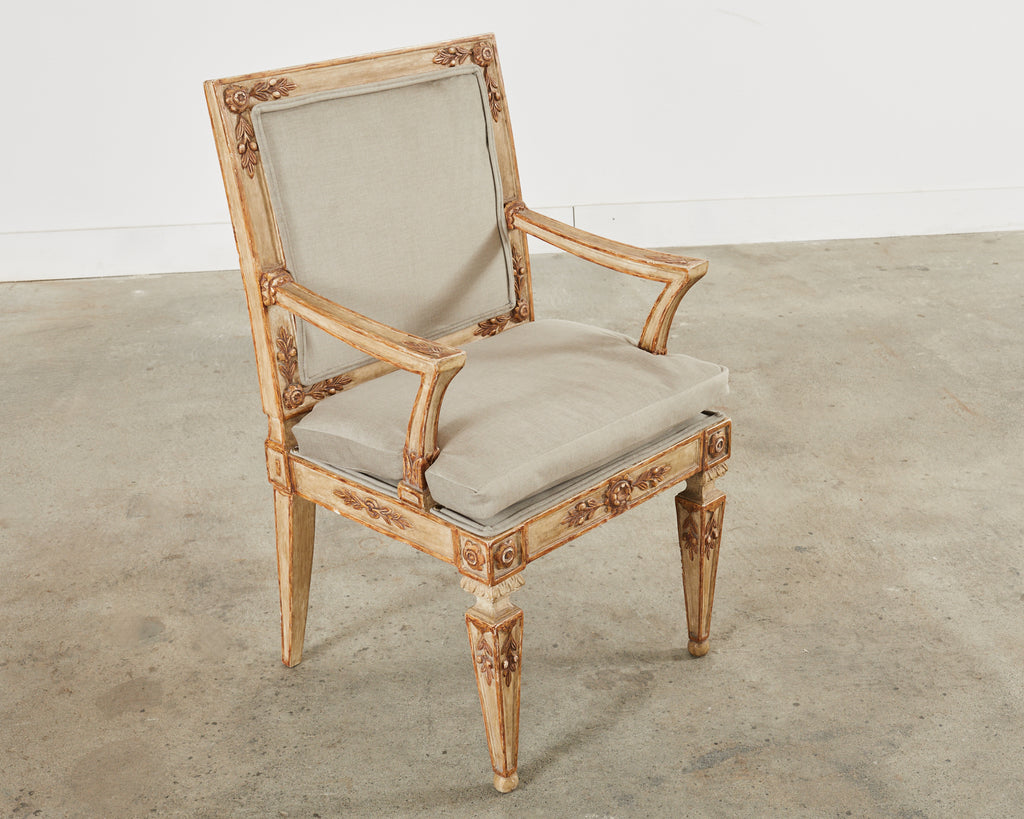 Hendrix Allardyce Neoclassical Venetian Style Painted Library Chair