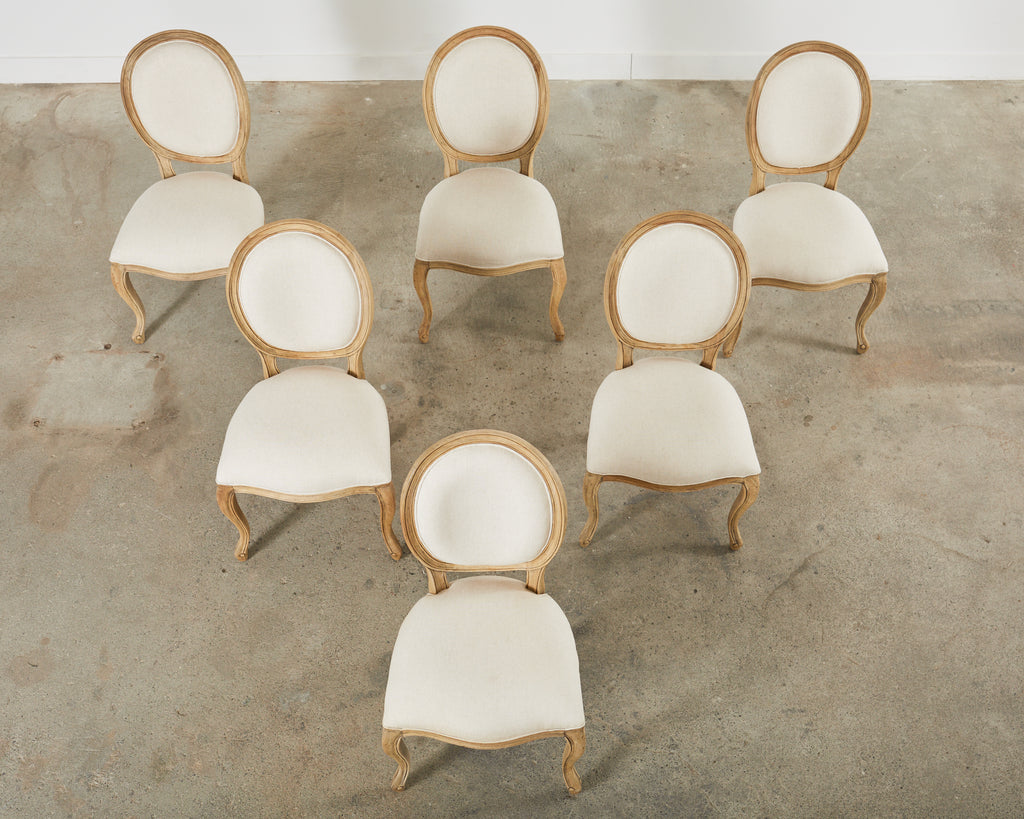 Set of Six Country French Provincial Style Dining Chairs