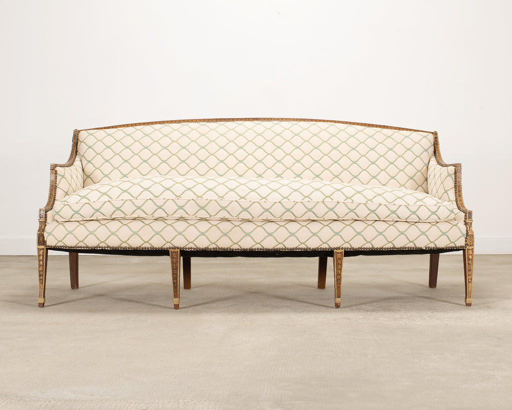 19th C. English Georgian Neoclassical Painted Cabriole Sofa