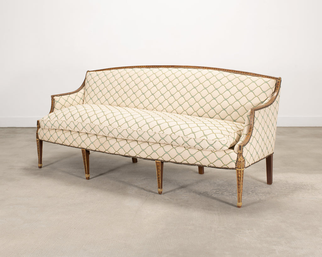 19th C. English Georgian Neoclassical Painted Cabriole Sofa