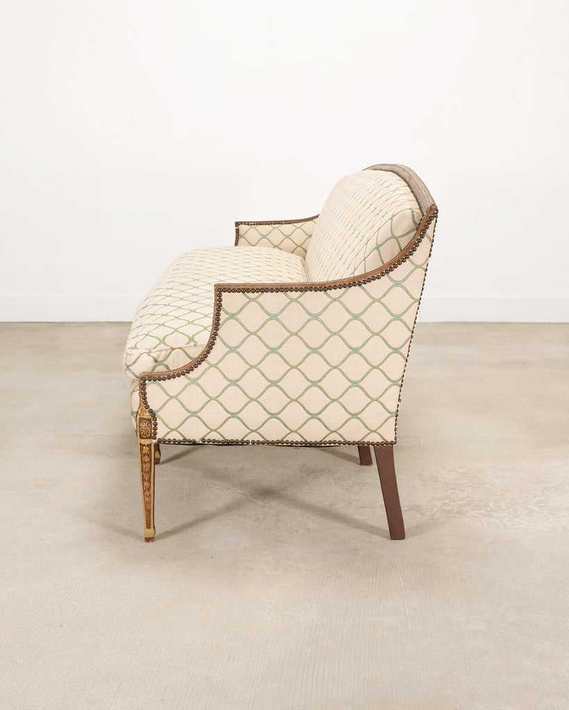19th C. English Georgian Neoclassical Painted Cabriole Sofa