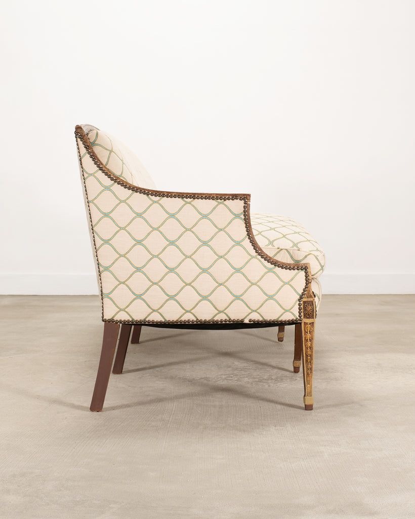 19th C. English Georgian Neoclassical Painted Cabriole Sofa