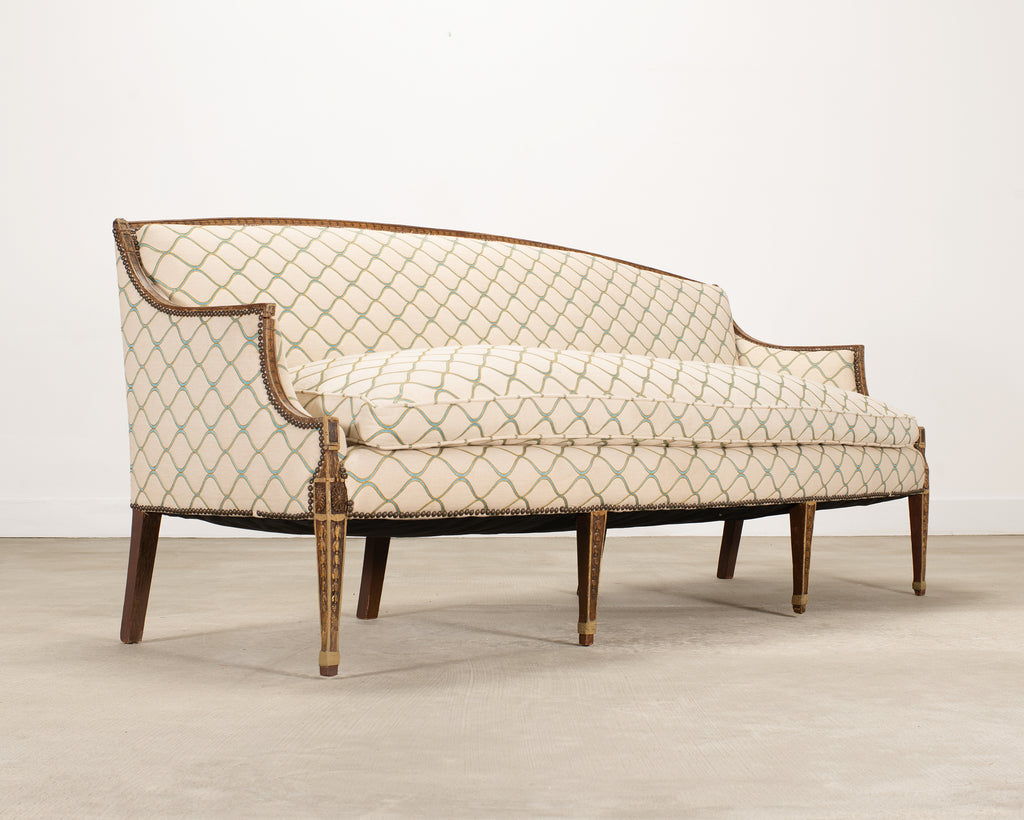 19th C. English Georgian Neoclassical Painted Cabriole Sofa