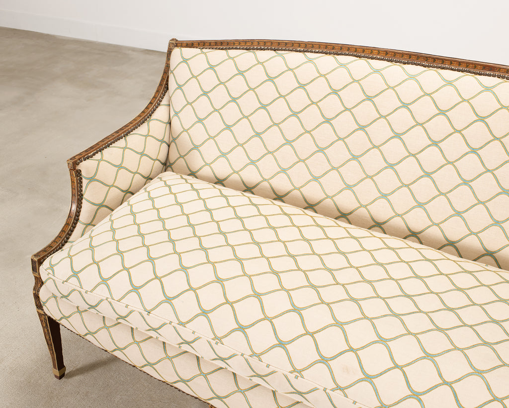 19th C. English Georgian Neoclassical Painted Cabriole Sofa