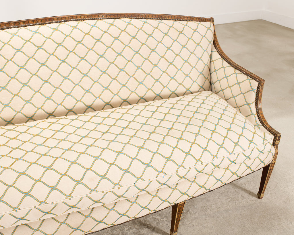 19th C. English Georgian Neoclassical Painted Cabriole Sofa