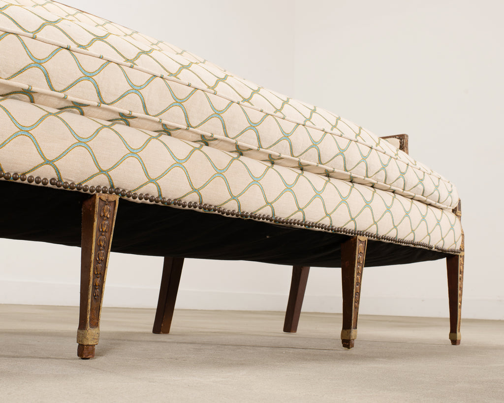 19th C. English Georgian Neoclassical Painted Cabriole Sofa