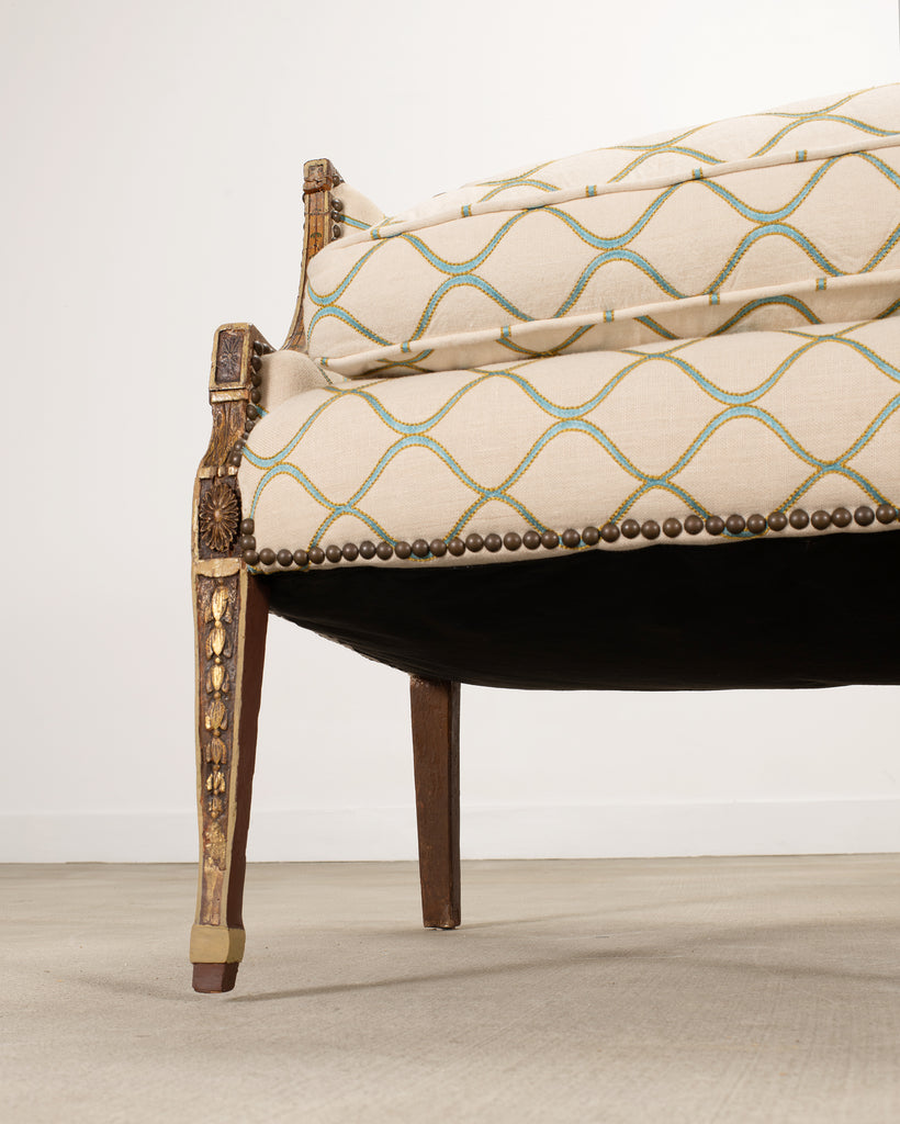 19th C. English Georgian Neoclassical Painted Cabriole Sofa