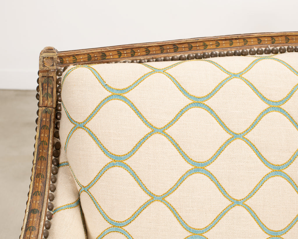19th C. English Georgian Neoclassical Painted Cabriole Sofa