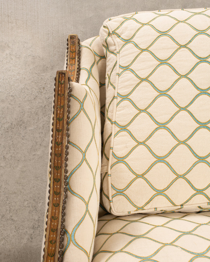 19th C. English Georgian Neoclassical Painted Cabriole Sofa