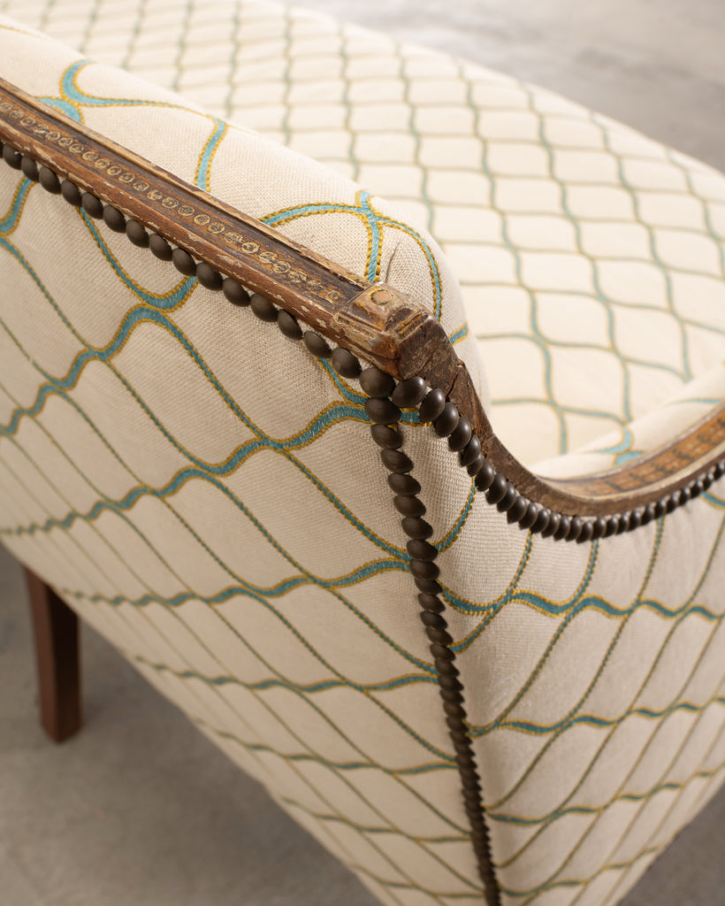 19th C. English Georgian Neoclassical Painted Cabriole Sofa