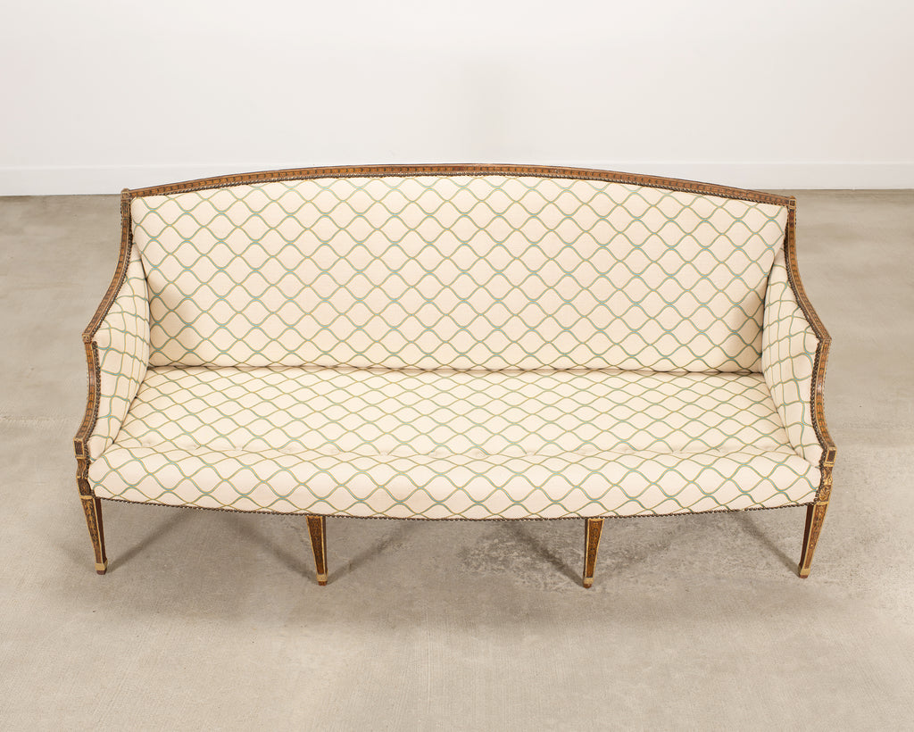 19th C. English Georgian Neoclassical Painted Cabriole Sofa