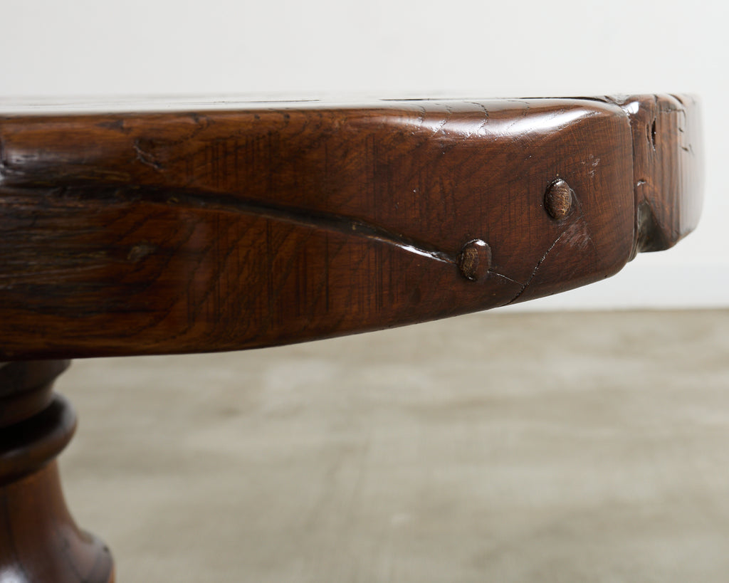 Country French Provincial Oak Farmhouse Double Pedestal Dining Table