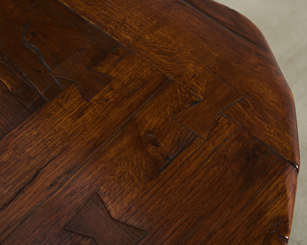 Country French Provincial Oak Farmhouse Double Pedestal Dining Table