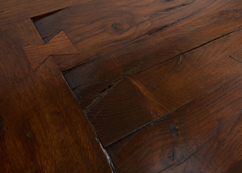 Country French Provincial Oak Farmhouse Double Pedestal Dining Table