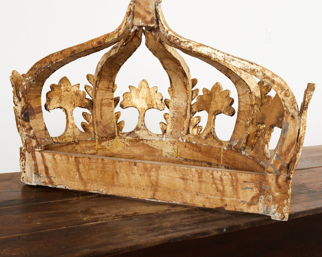 19th Century Pair of Italian Baroque Style Giltwood Bed Coronas