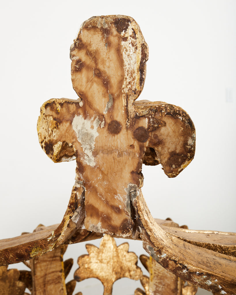 19th Century Pair of Italian Baroque Style Giltwood Bed Coronas