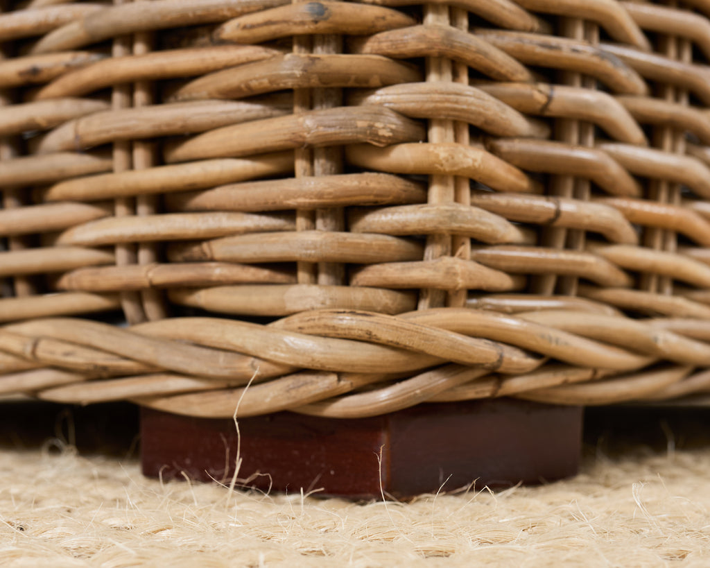 Pair of Michael Taylor Style Organic Modern Rattan Cube Chairs