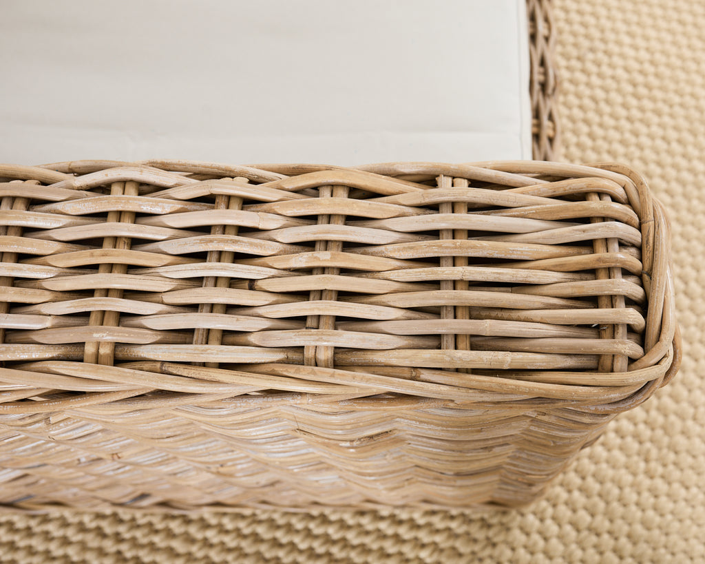 Pair of Michael Taylor Style Organic Modern Rattan Cube Chairs