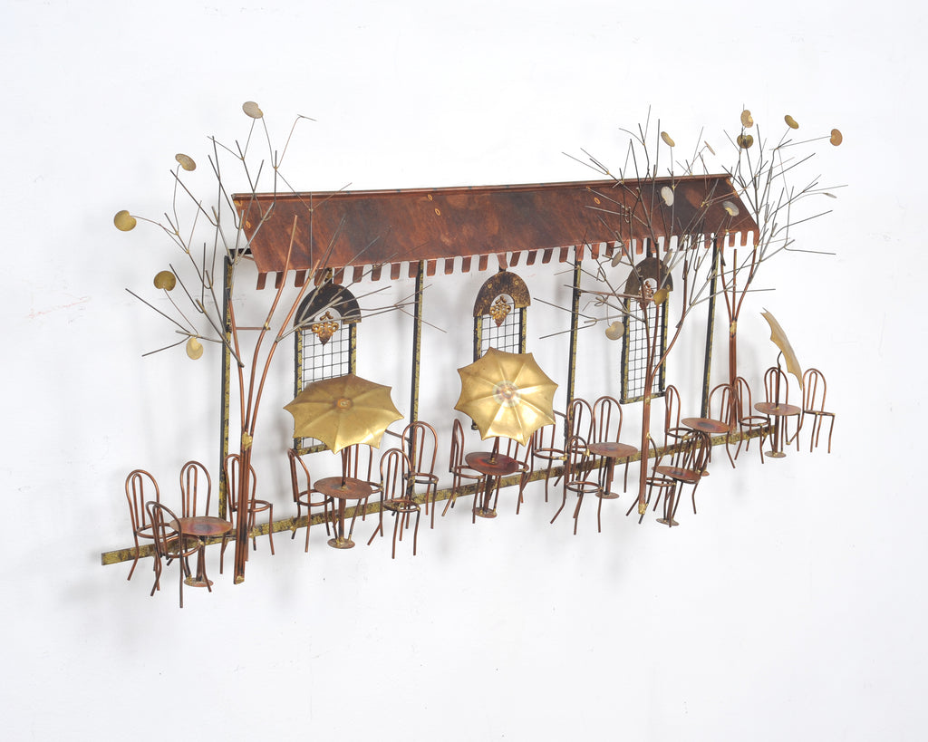 C. Jeré Attrib. Brass Parisian Café Bistro Wall Sculpture