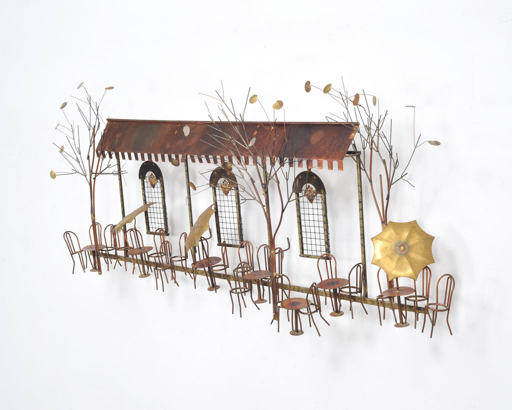 C. Jeré Attrib. Brass Parisian Café Bistro Wall Sculpture