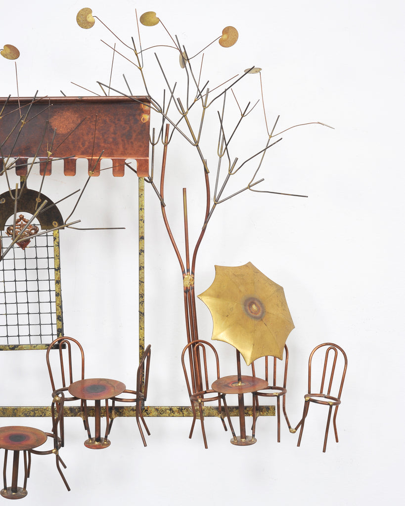 C. Jeré Attrib. Brass Parisian Café Bistro Wall Sculpture