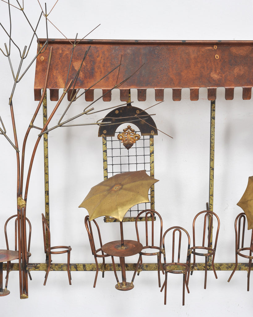 C. Jeré Attrib. Brass Parisian Café Bistro Wall Sculpture
