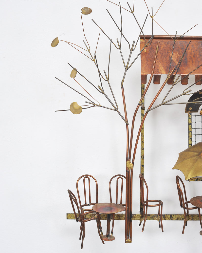 C. Jeré Attrib. Brass Parisian Café Bistro Wall Sculpture