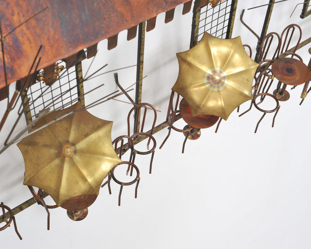 C. Jeré Attrib. Brass Parisian Café Bistro Wall Sculpture