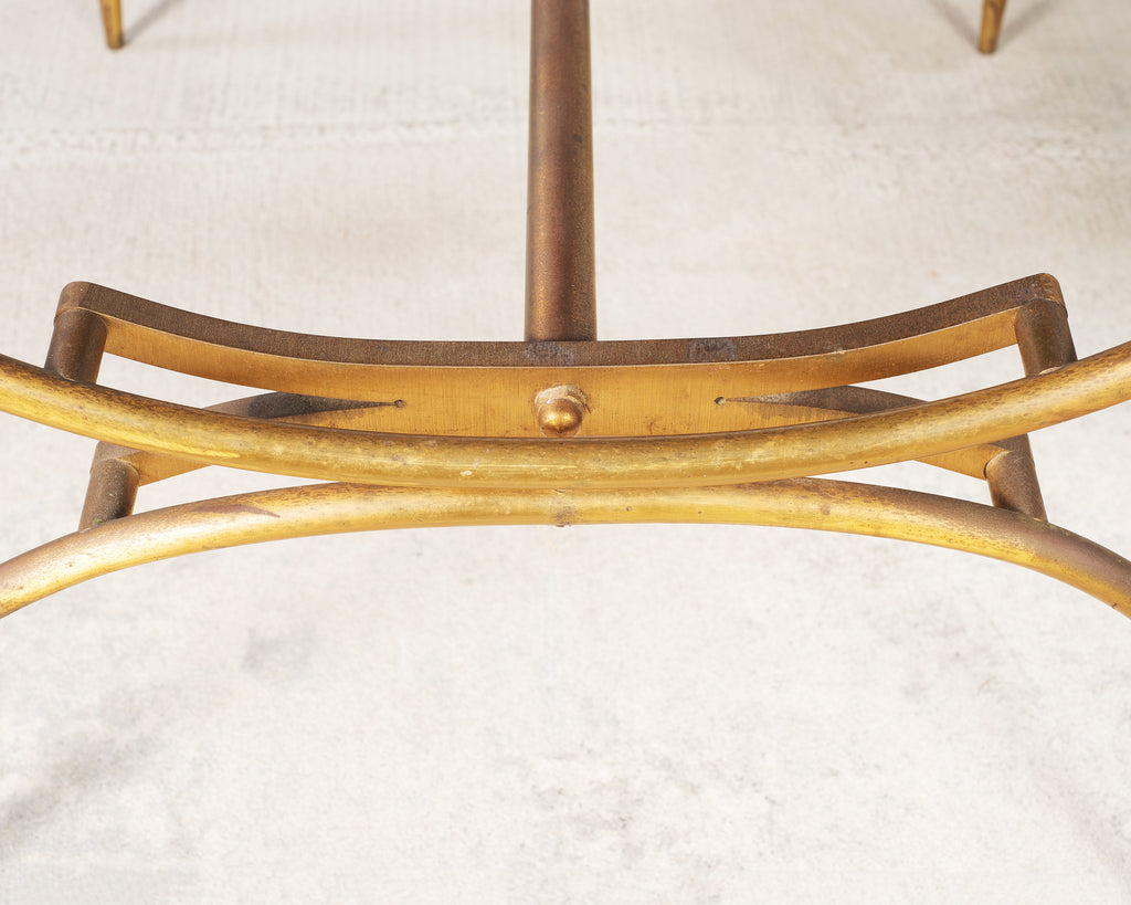 Italian Neoclassical Style Curule Brass Slate Cocktail Table