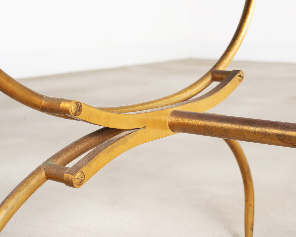 Italian Neoclassical Style Curule Brass Slate Cocktail Table