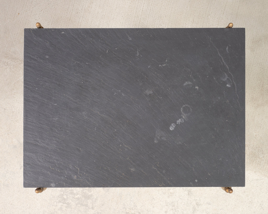 Italian Neoclassical Style Curule Brass Slate Cocktail Table