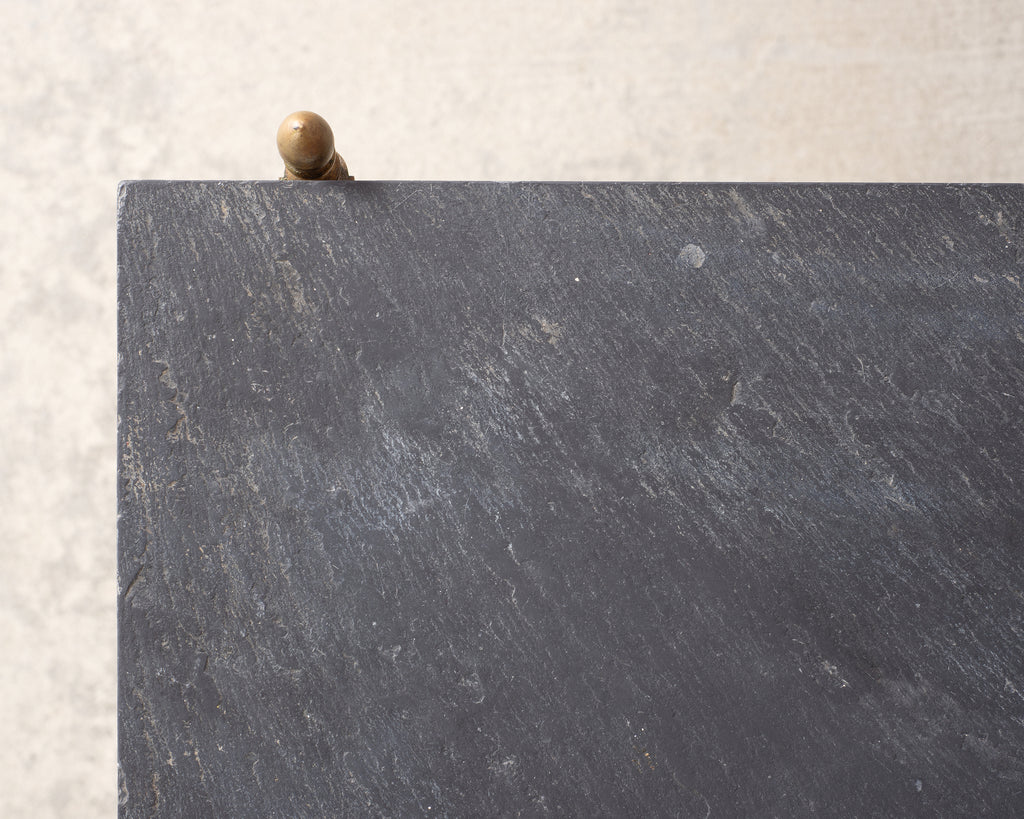 Italian Neoclassical Style Curule Brass Slate Cocktail Table