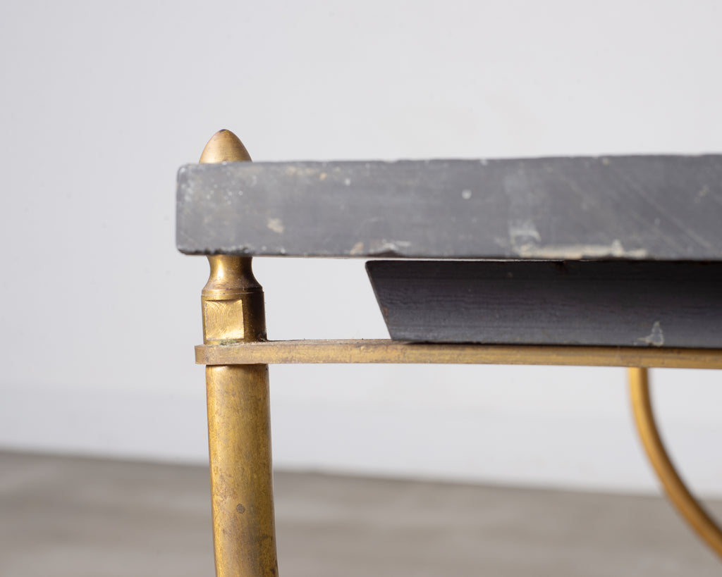 Italian Neoclassical Style Curule Brass Slate Cocktail Table