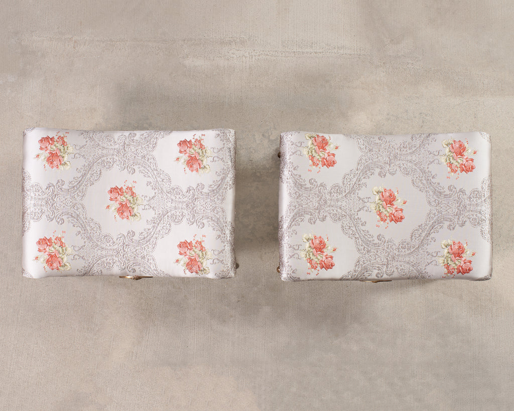 Pair of Italian Neoclassical Style Silvered Curule Bench Seats