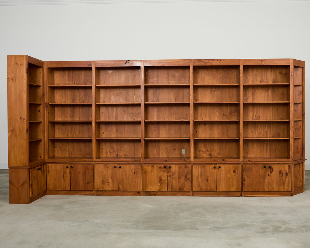 Monumental Pine Bookcase Sectional Wall Library 15 ft.