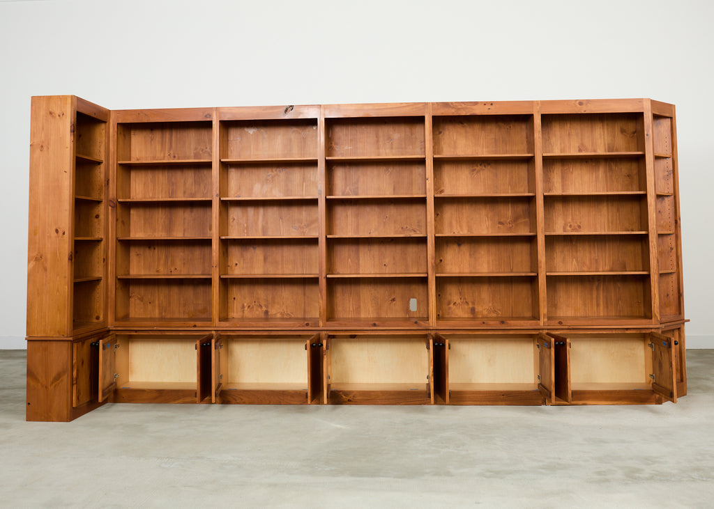 Monumental Pine Bookcase Sectional Wall Library 15 ft.