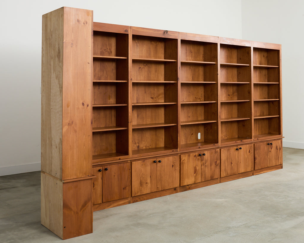 Monumental Pine Bookcase Sectional Wall Library 15 ft.