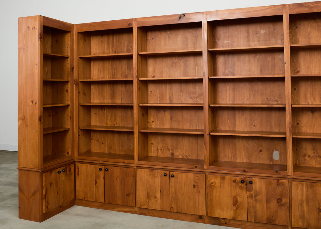 Monumental Pine Bookcase Sectional Wall Library 15 ft.